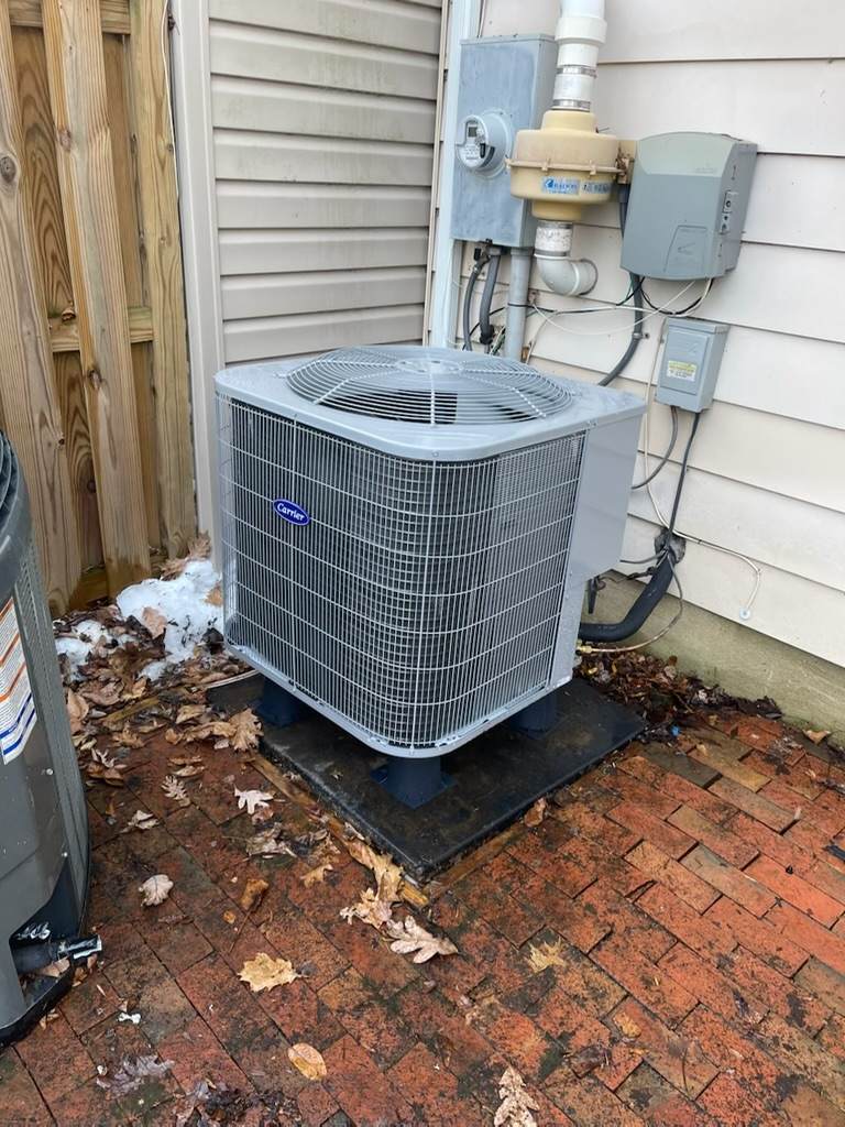 Recently installed outdoor condenser at a Maryland home.